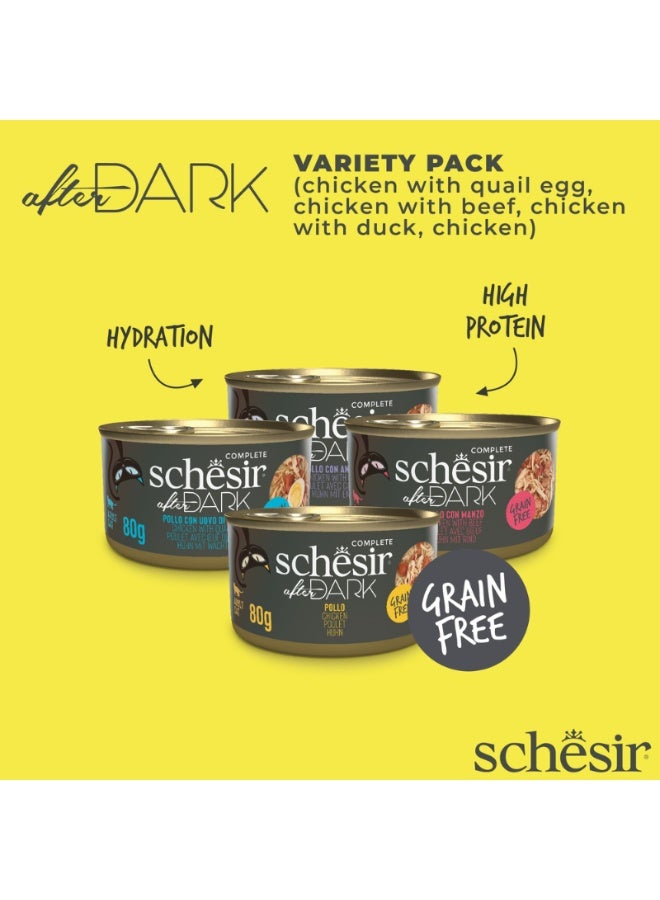 Schesir After Dark Wholefood in Broth Wet Cat Food Variety Pack 960g (12x80g) | Grain Free High Protein Complete Adult Cat Meal with Real Chicken, Organ Meat & Hydration Support - Image 2